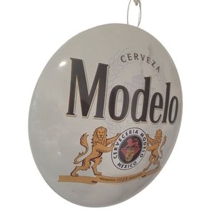Modelo Domed Button Tin Metal Sign  Light  Mexican Lager  Beer Gray
